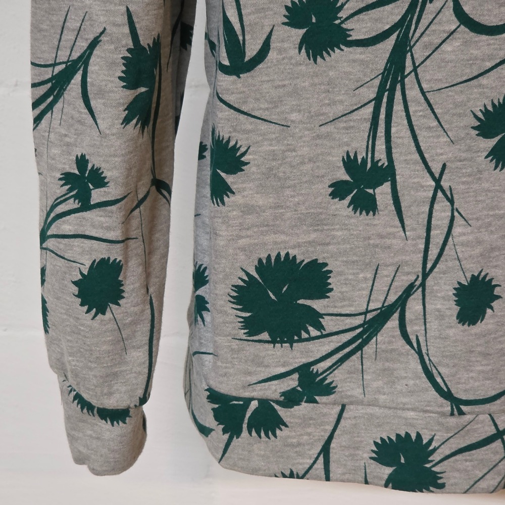 Liz Claiborne Womens‎ M Gray Green Floral Long Sleeve Sweatshirt Pullover Top - Picture 4 of 7